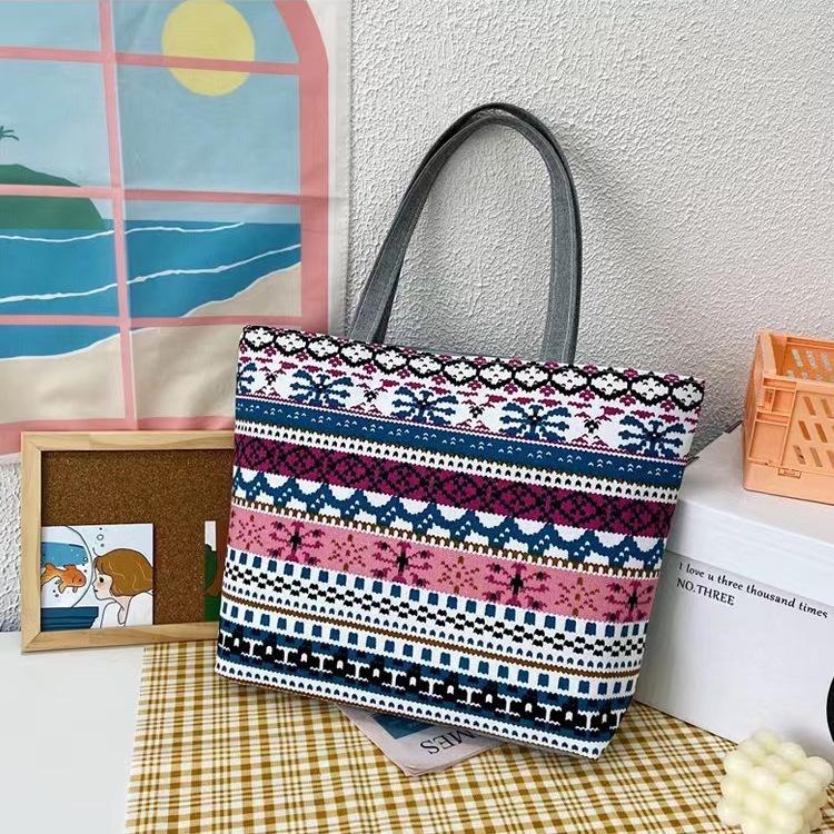 

Холщовая сумка-тоут с художественным принтом в корейском стиле - Женская сумка на плечо большой вместимости