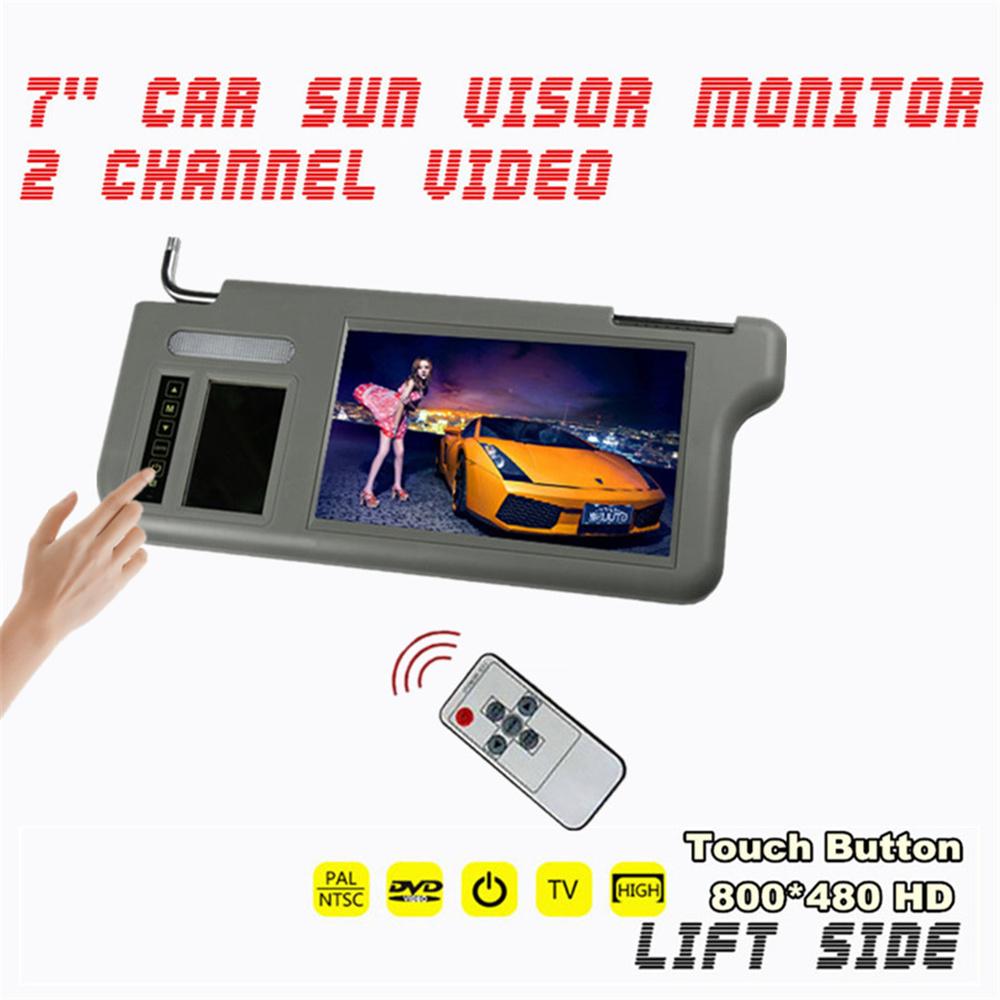 7" Car 2 Channel Video Sunvisor Rear View Mirror Screen Lcd Monitor For DVD/VCD/