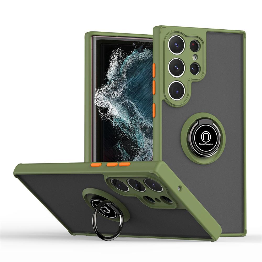 Schokbestendige Armor Mat Zwart Hoesje Voor Samsung Galaxy S24 S23 S22 S21 S20 Ultra FE 20 Ultra 5G A32 A52 A72 S10 Plus Magnetische Houder For Galaxy S24