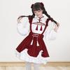 Yousheng Cosplay Dress Lolita Maid Style Role Play Dress Hollow Out Shirring Contrast Color Tassel Bow Decor Pleated A-line Mini Dress New Year Party