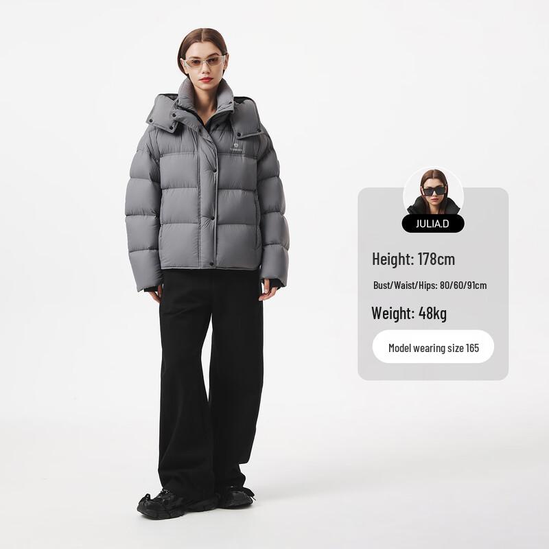 Tanboer Women's Short Puffy Down Jacket with Detachable Hood TB5530538Z