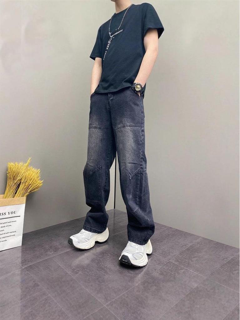 2025 Jugend Herren Harem Locker Geschnitten Gewaschene Blaue Jeans für Frühling & Herbst