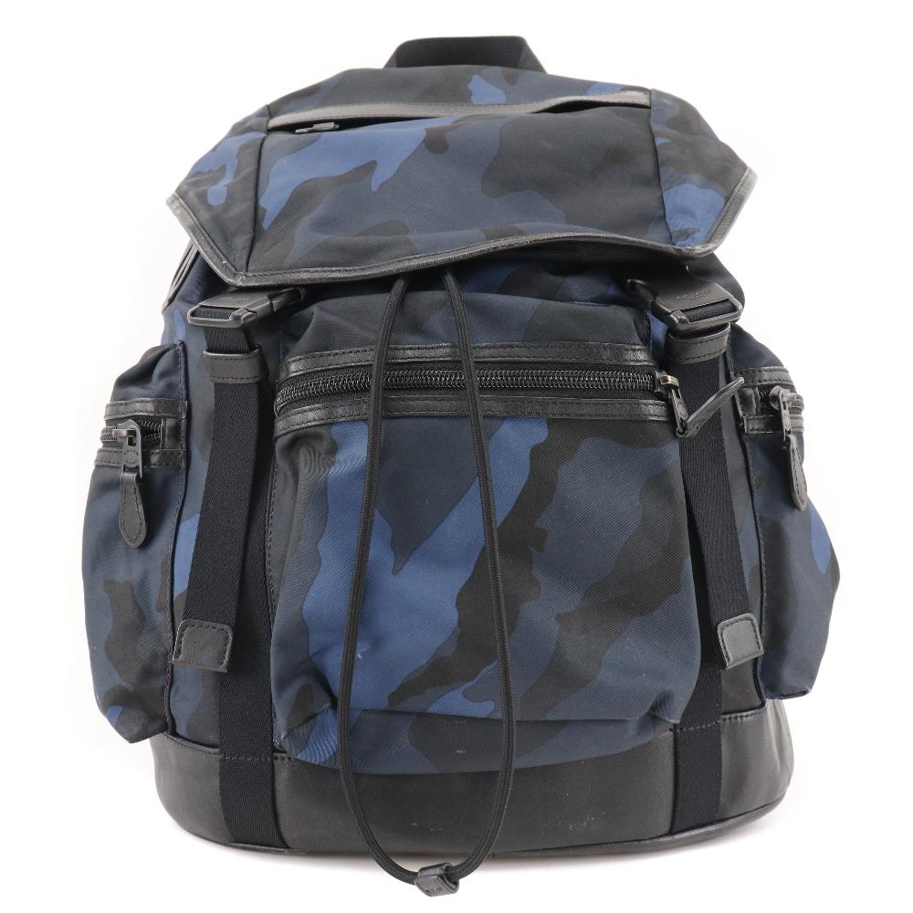 

COACH Backpack Daypack camouflage Blue / black Nylon/Calfskin mens Used