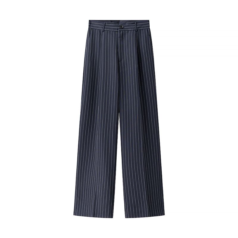 

Kaslead New Arrival Women s Clothing Fashion Style Stylish Simple and Versatile Casual Straight-Leg Stripes Pants Image color L