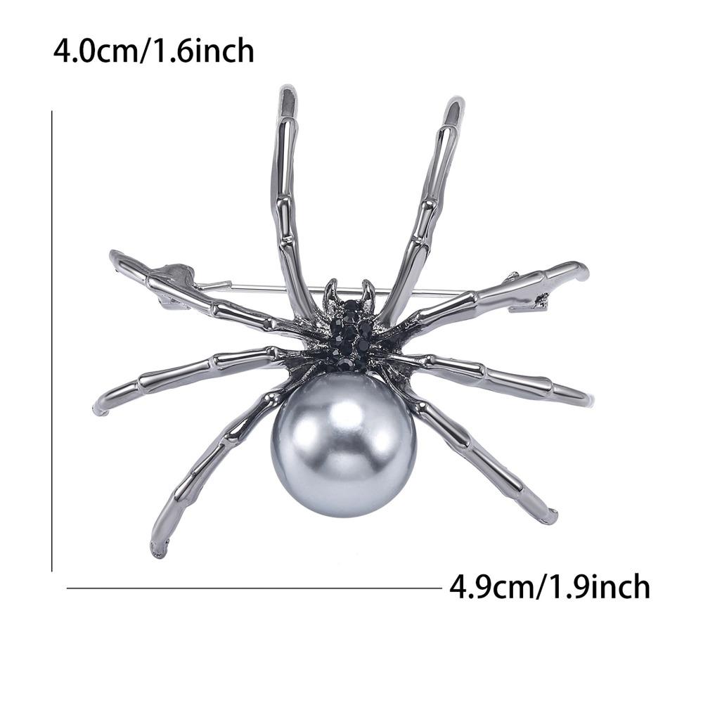 Exaggerated Design Spider Brooches White Pearl Black Pearl Punk Brooches Metal Pin Creative Design Animal Jewelry