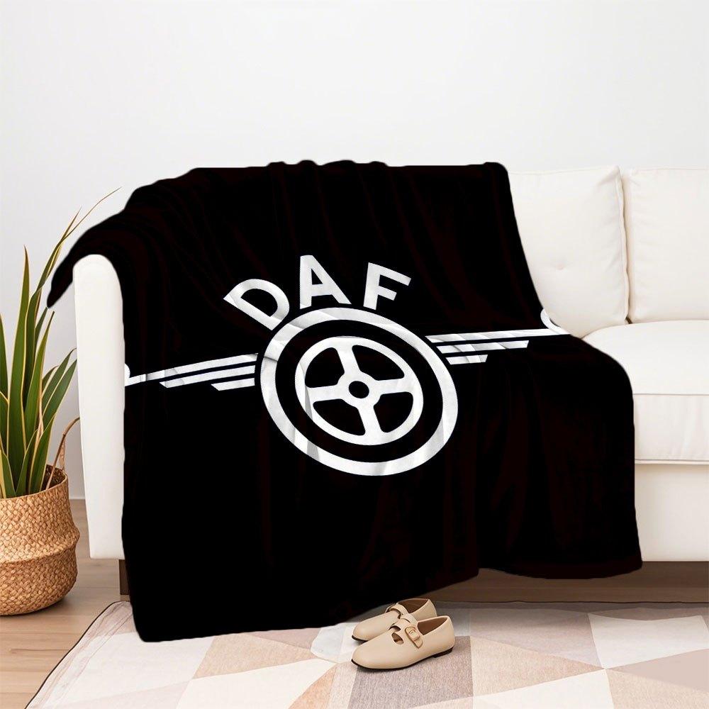 DAF Logo Decal Sticker Car Window Bumper Laptop Vinyl WhiteBlanket Flannel Throw Blanket for Sofa, Bed, Travel, Camping, Office, Couch, Chai
