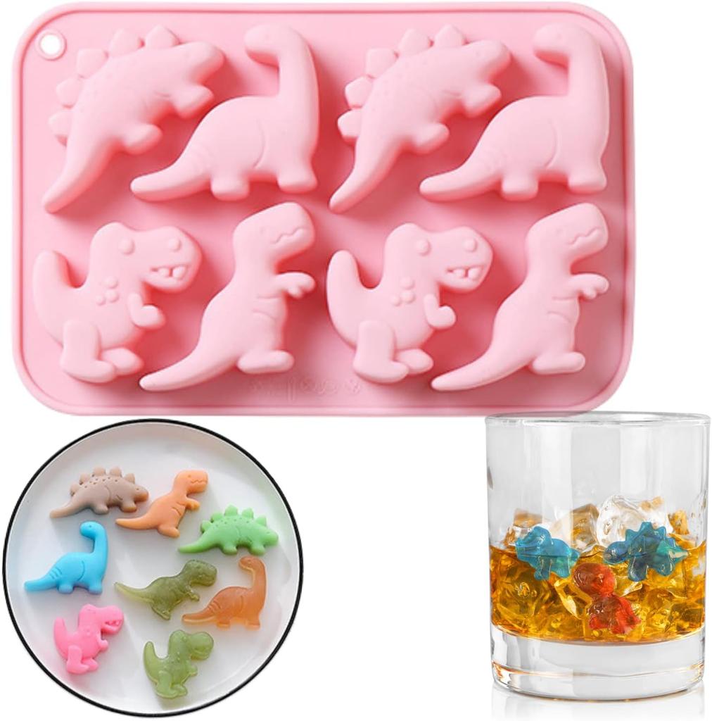 Dinosaur Food Grade Silicone Molds 8-Cavity Chocolate Hard Candy Ice Cubes Silicone Mold for DIY Cake Chocolate Candy Jelly