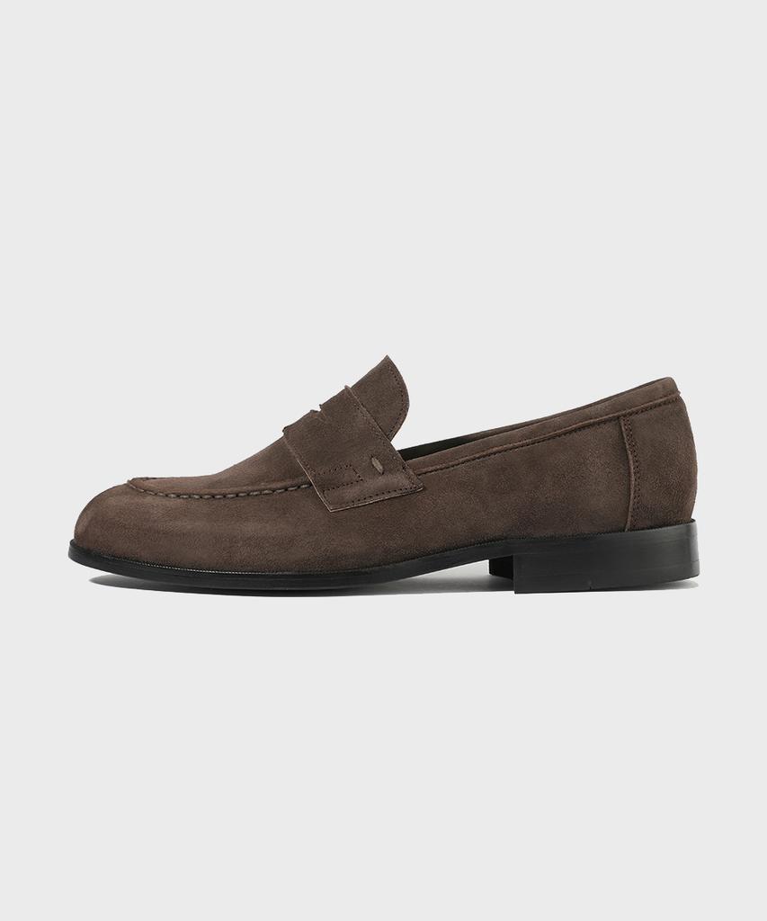 Firenze Atelier Standard U-Tip Suede Penny Loafers 4050-Qs [Dark Brown]