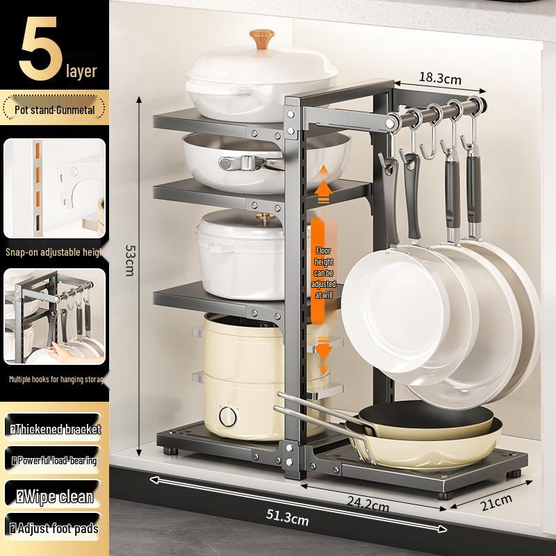 Layered Kitchen Storage Rack for Cookware & Utensils