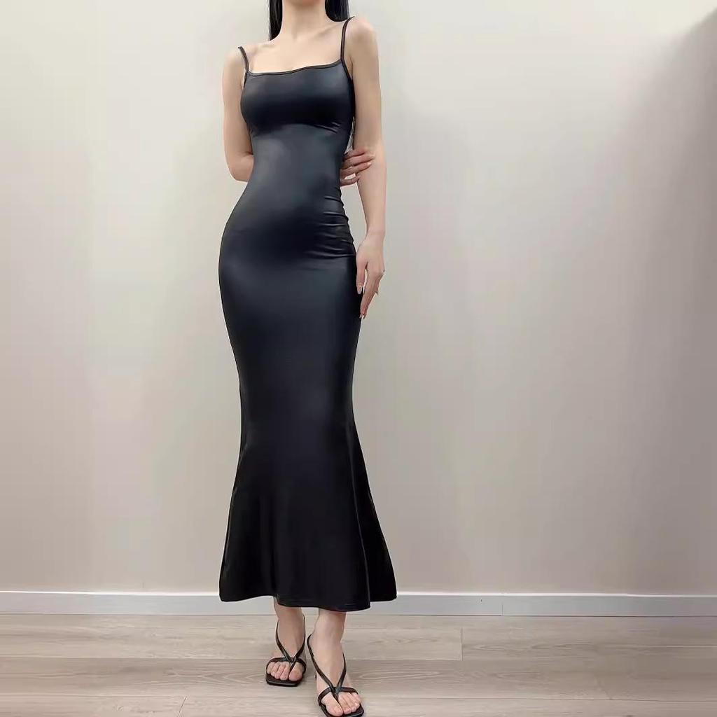 Šaty se sukní typu rybí ocas s tekutým povrchem - Léto 2024, Slim & Elastické boky, Styl americké horké dívky