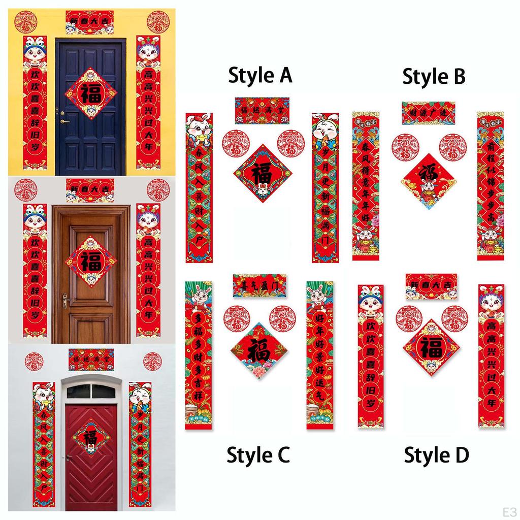 Door Ornaments for Traditional Chinese Year Couple Decorative Window Sticker Hotel Spring