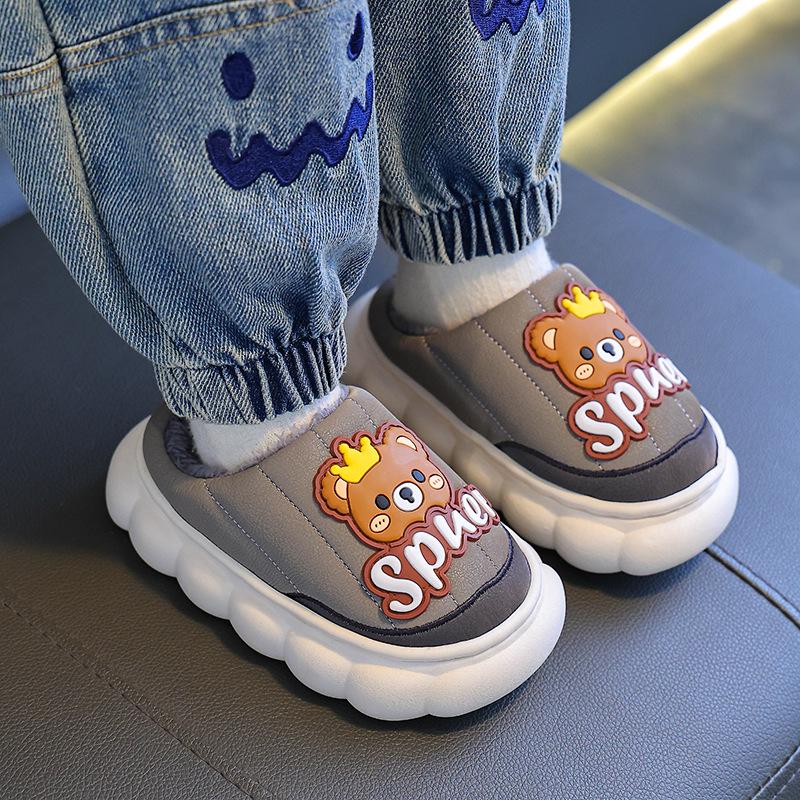 Winter 2024 Waterproof Cotton Slippers for Boys & Girls – Warm Plush Home Shoes