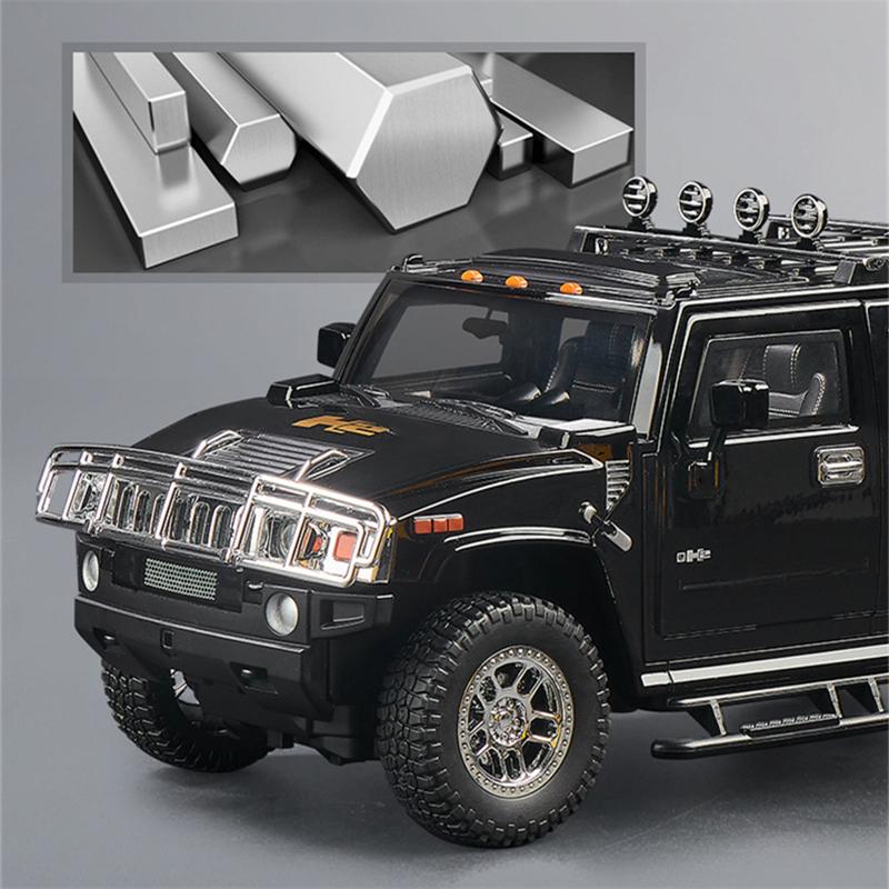 1/18 HUMMER H2 Highway 61 SUV Alloy Car Model Diecast Metal Off-road Vehicles Car Model Sound and Light Simulation Kids Toy Gift