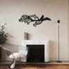 Metal Bird on Branch Wall Art, Iron Bird Sculpture Home Decor, Wrought Iron Wall Hanging, Garden Metal Art, Outdoor Bird Ornament