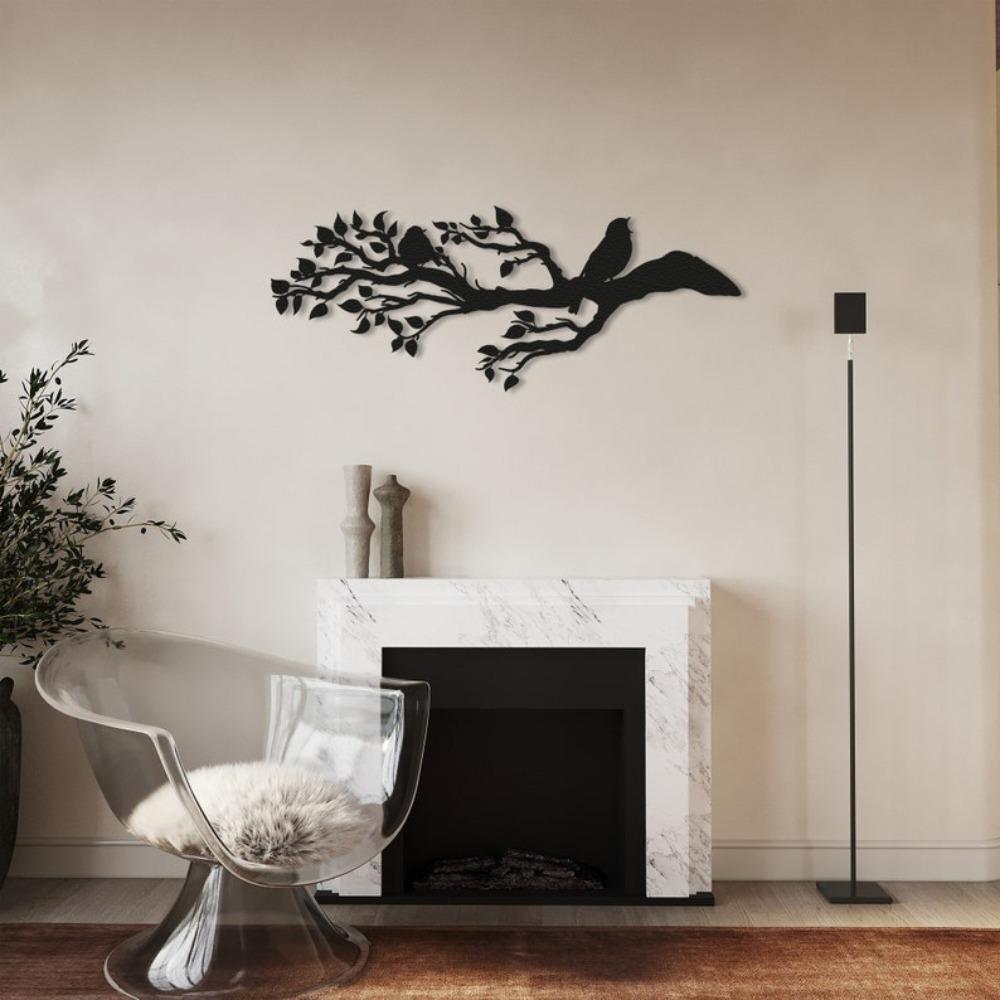 Metal Bird on Branch Wall Art, Iron Bird Sculpture Home Decor, Wrought Iron Wall Hanging, Garden Metal Art, Outdoor Bird Ornament