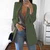 Women Suit Coat Lapel Long Sleeve Open Front Suit Jacket with Pockets Solid Color Slim Fit Office Work Basic Outerwear