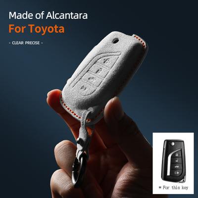 For Toyota Auris Corolla Avensis Verso Yaris Aygo Scion 4 Buttons Car Remote Key Case Cover Shell Suede Alcantara Accessories