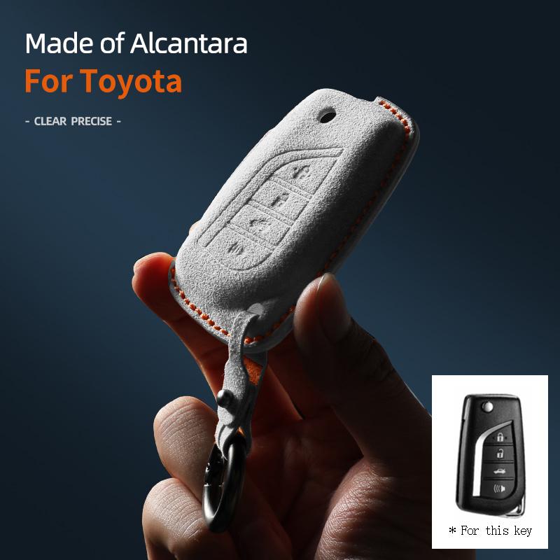 For Toyota Auris Corolla Avensis Verso Yaris Aygo Scion 4 Buttons Car Remote Key Case Cover Shell Suede Alcantara Accessories