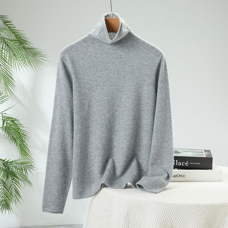 Lekasha Women's Slim Fit Cashmere Turtleneck Sweater - Rolled Edge, Semi-High Neck, Long Sleeve, Fashionable Base Layer.