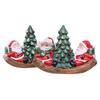 Ceramic Santa Christmas Tree On Boats LED Nightlight Holiday Tabletop Decoration For Indoor Shelf Display Ornament Gift