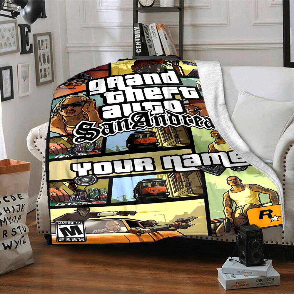 Grand Theft Auto Customize Text Blanket Lightweight Personalized Blanket Comfortable Suitable for Office Livingroom Nap Sofa Four Seasons Universal