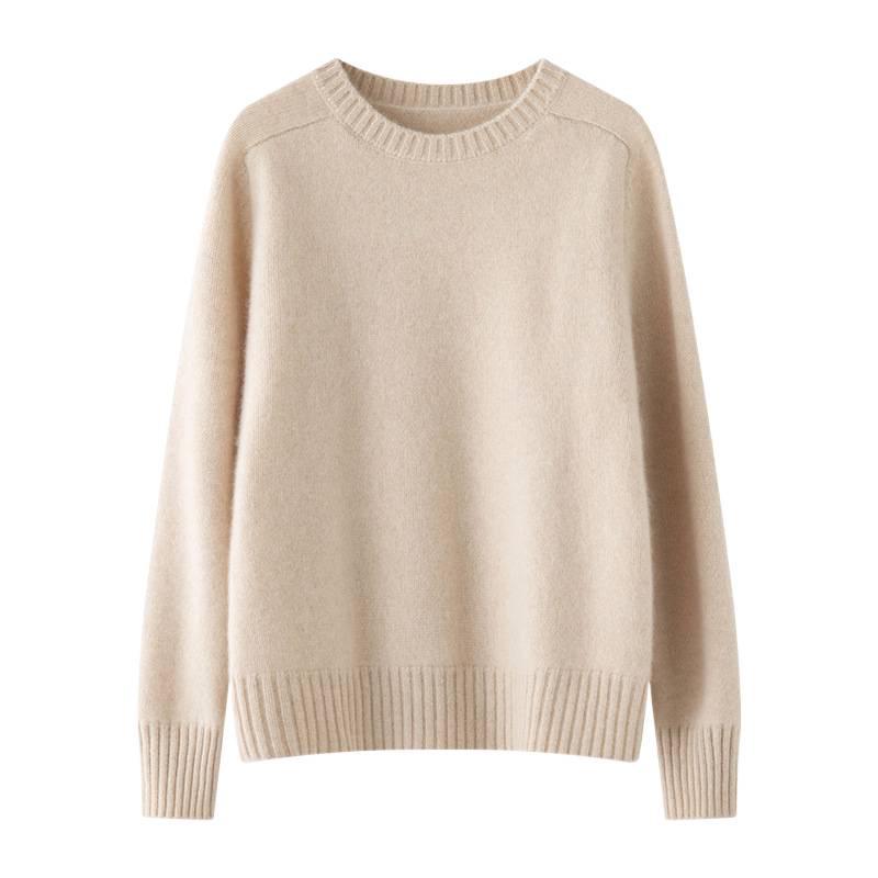 Women's Thickened Round Neck Cashmere Sweater - Autumn/Winter Loose Knit Pullover