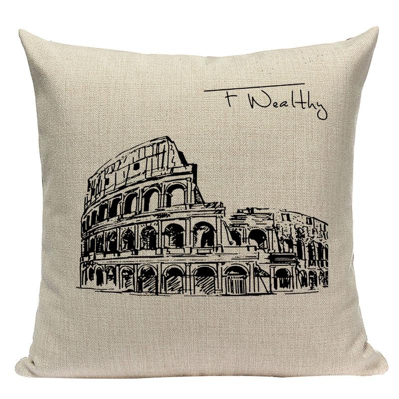 Simple Cushion Decorative Pillows Custom Cushion Cover Building Wind Pillow Case For Pillow Statue Of Liberty Pillow Case