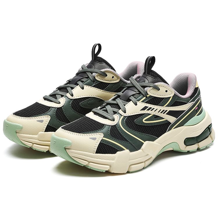 Fila Decoder Casual Retro Sports Fabric Low-Top Running Shoes Women Sneaker Black Green F12W312111FBB