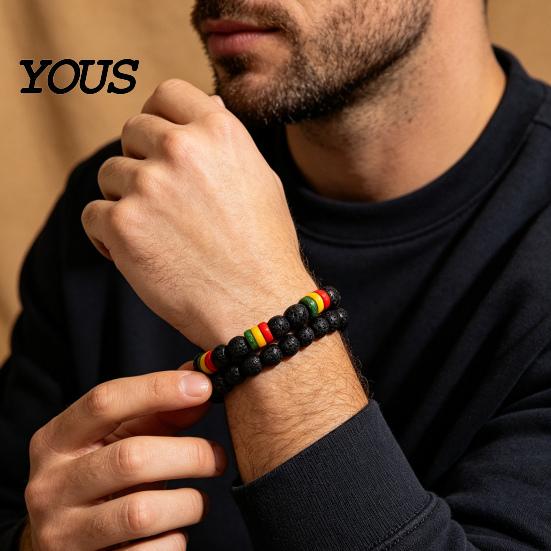 Versatile Fashion Accessories for Men Natural Obsidian Stone Bracelet Men, 8mm Rock Beaded Simple Wrist Decor Stretch Bracelet, Stackable Elastic