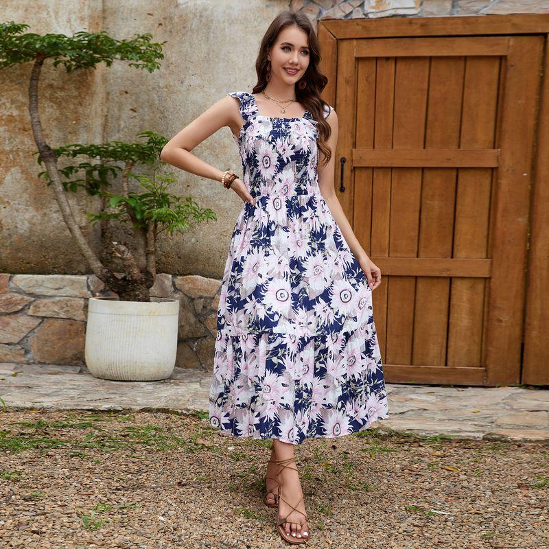 

New Ruffle Sleeve Dress Bohemia Seaside Holiday Girdle Easiest for Match Dress Color S