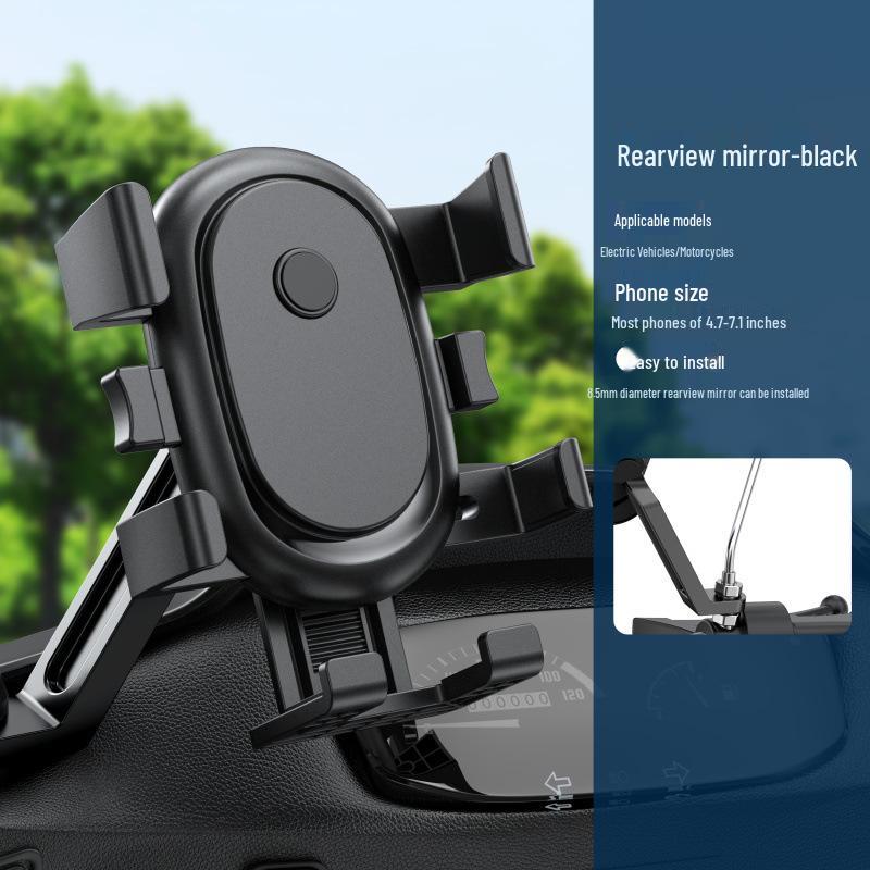 Shockproof Universal Phone Mount for Car, Bicycle & Motorcycle - Electric Vehicle Rearview Mirror Holder for Navigation & Takeaway.