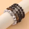 Retro European-American Cross Couple Bracelet: 8mm White Turquoise & Black Matte Beads for Men & Women