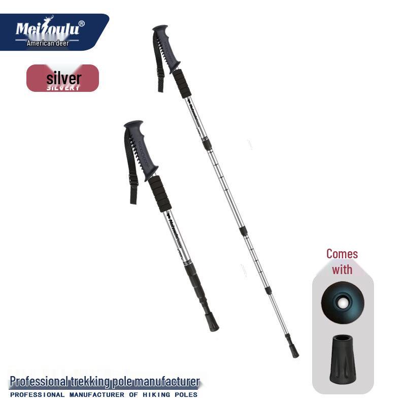 Aluminum Alloy Four-Section Shock-Absorbing Trekking Pole for Hiking