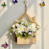 Wall Hanging Artificial Flower Pot for Living Room TV Background with Greenery Planter.