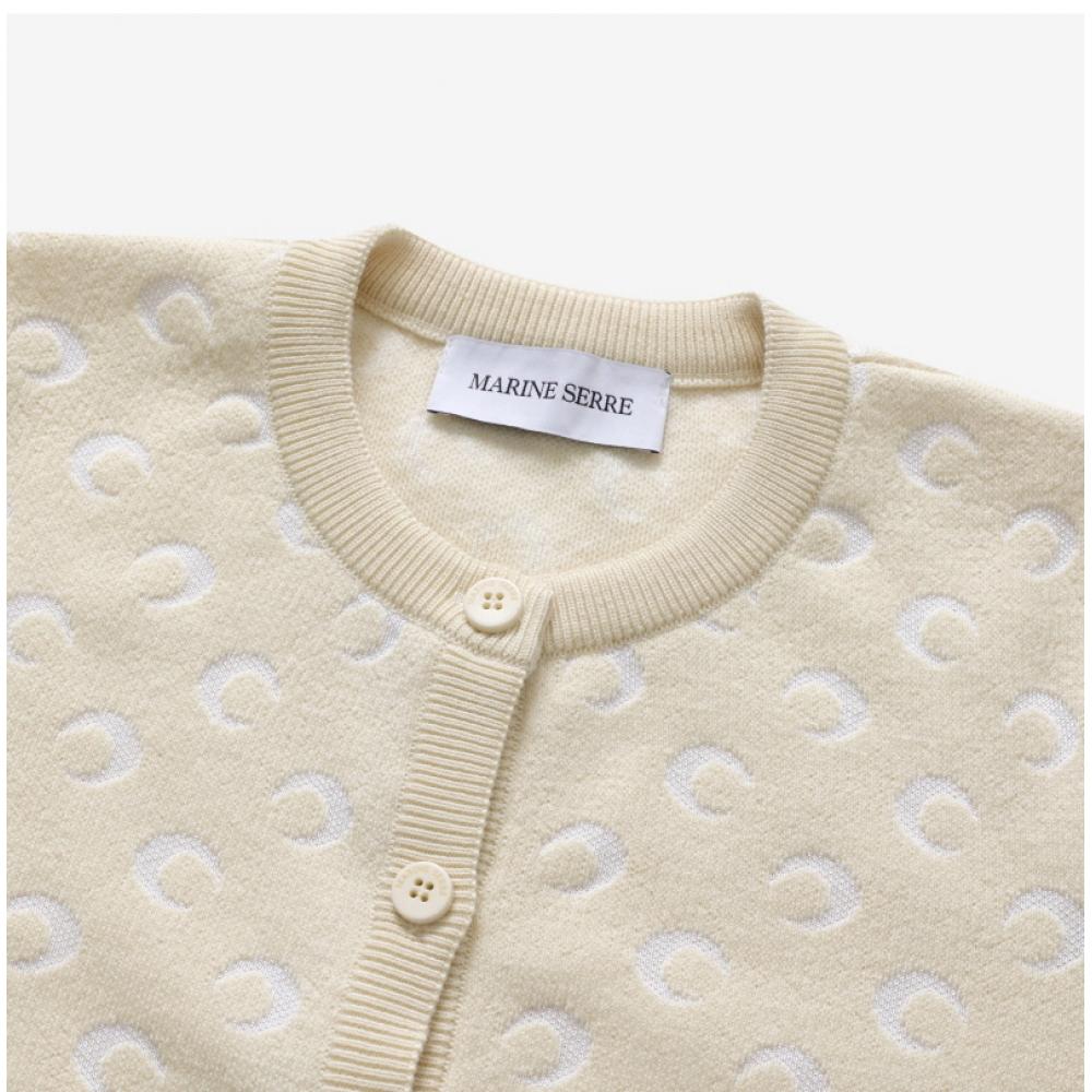 Marine Serre Women S Cardigan Moon Jacquard Fitted Wtk011a Ckni0530 Wh20