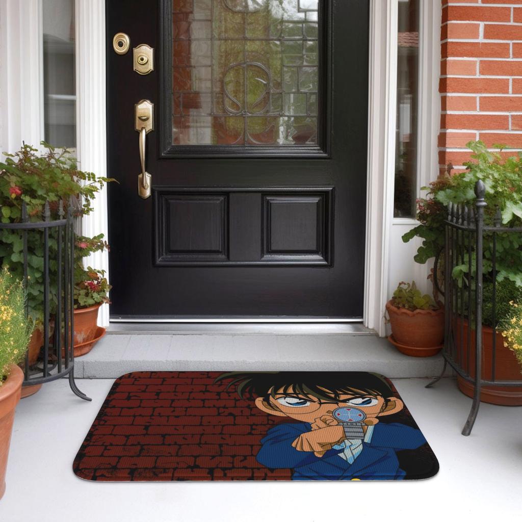 Custom Funny Detectived Anime Conan Doormat Non-Slip Entrance Welcome Kitchen Bath Floor Door Mat  Toilet Living Room Carpet Rug