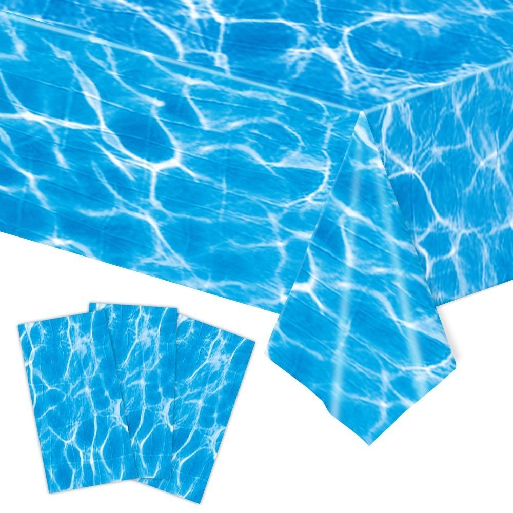 3PCS Odorless Ocean Theme Party Tablecloth Plastic Ocean Wave Table Cover Beach