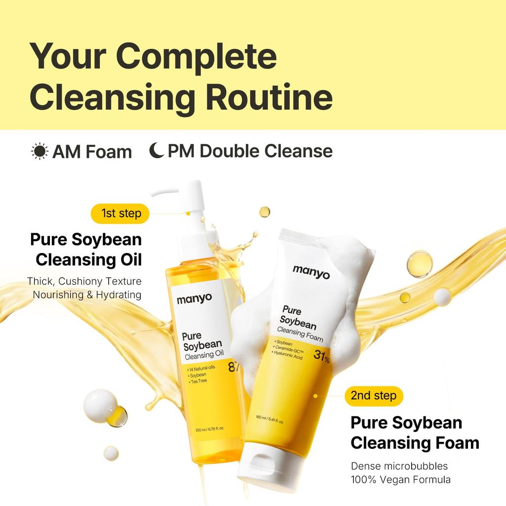 MANYO Pure Soybean Cleansing Foam Moisturizing Face Pore Sebum Rich Mild Skin Texture Moisture Korean Cosmetics 160ml, Wash, & Care, Foam,