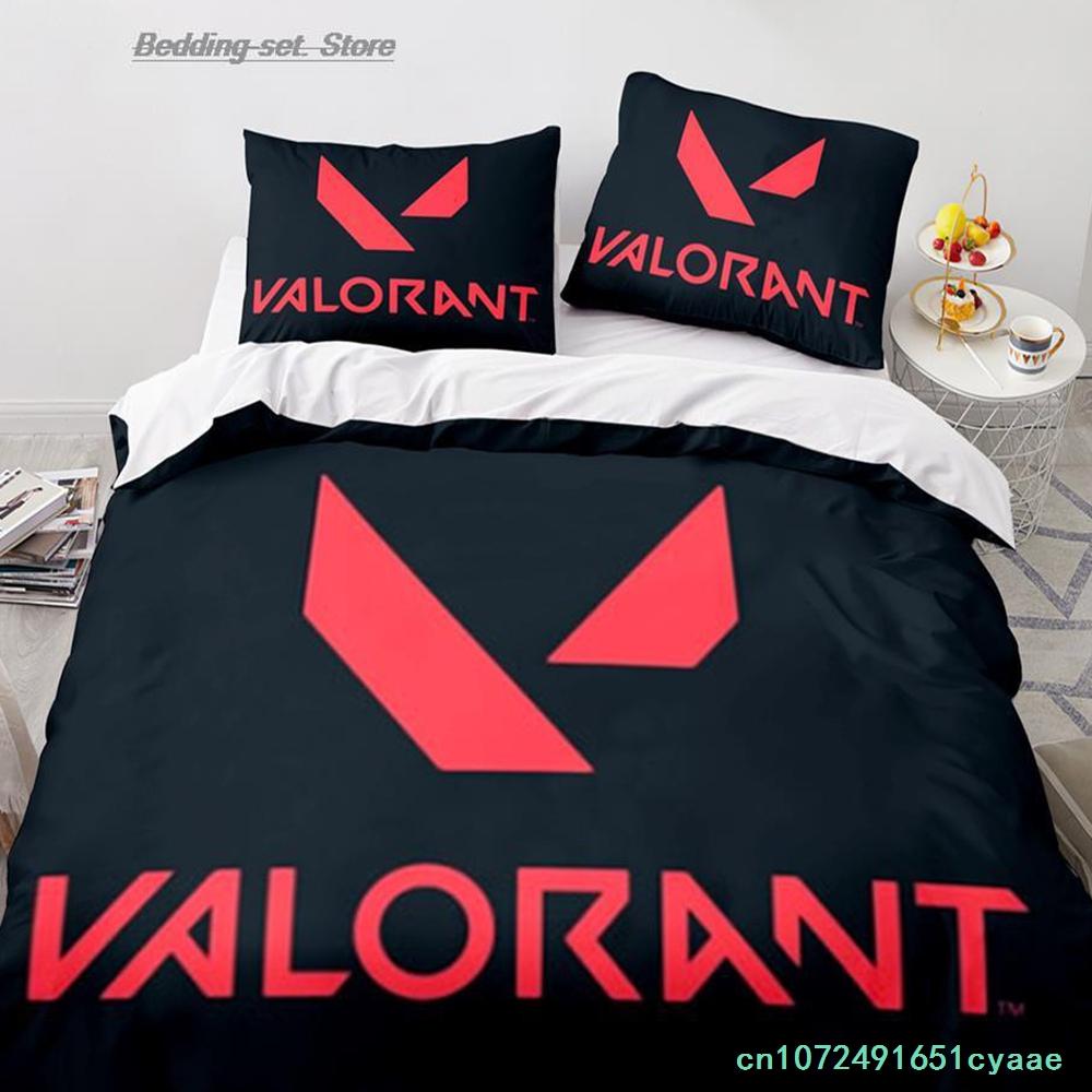 Gaming Valorant Bedding Set Single Twin Full Queen King Size Bed Set Aldult Kid Bedroom Duvetcover Sets 3D Print Anime 030
