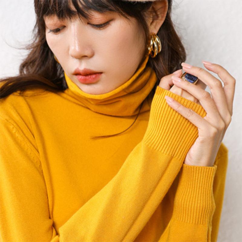 Podzim Zimní Svetr Rolák Slim Fit Basic Pulovry Móda Korejské Pletené Topy Spodní části Dámské Svetry Strečové Svetry