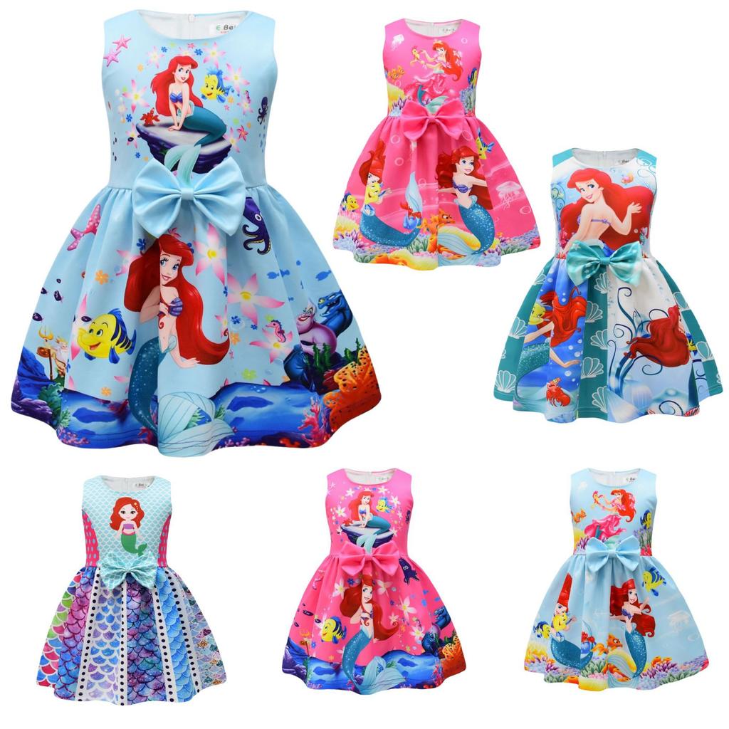 Summer New Frozen Princess Dress Mermaid Dress 3D Digital Printing Birthday Dress Children'S Dress