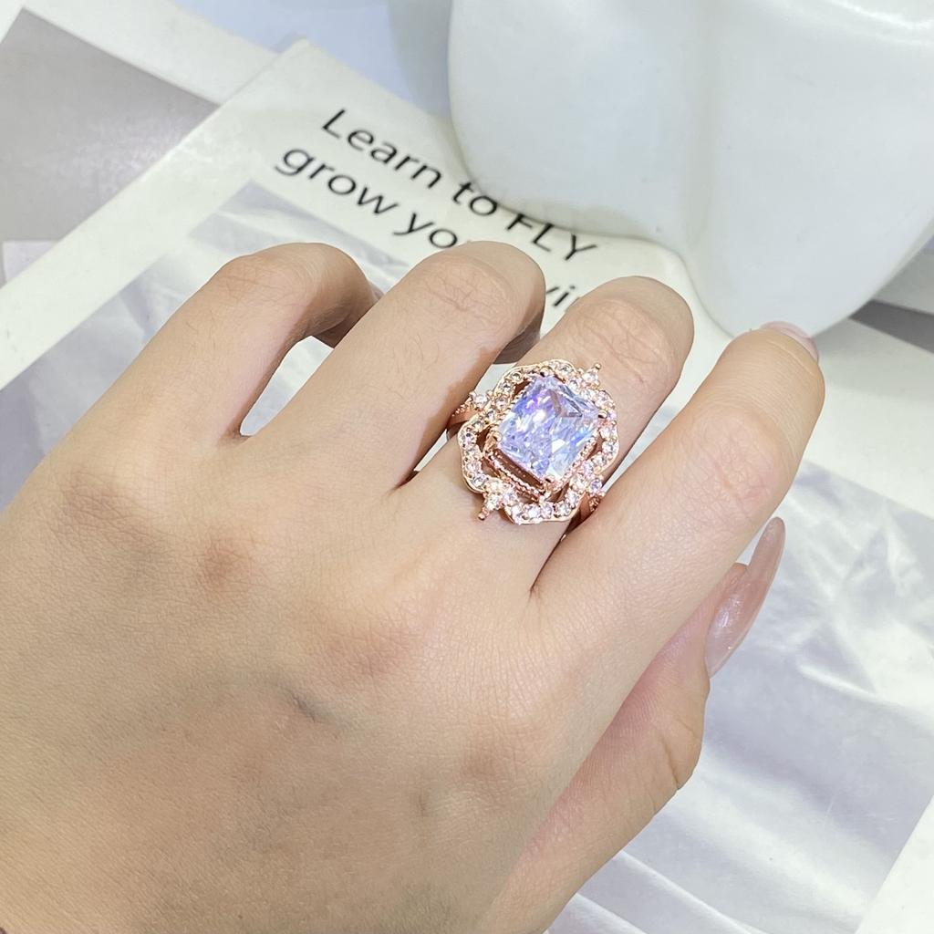 New Geometric Luxury White Zirconia Ring Women 925 Stamp Full Diamond Party Wedding Birthday Gift Jewelry Wholesale