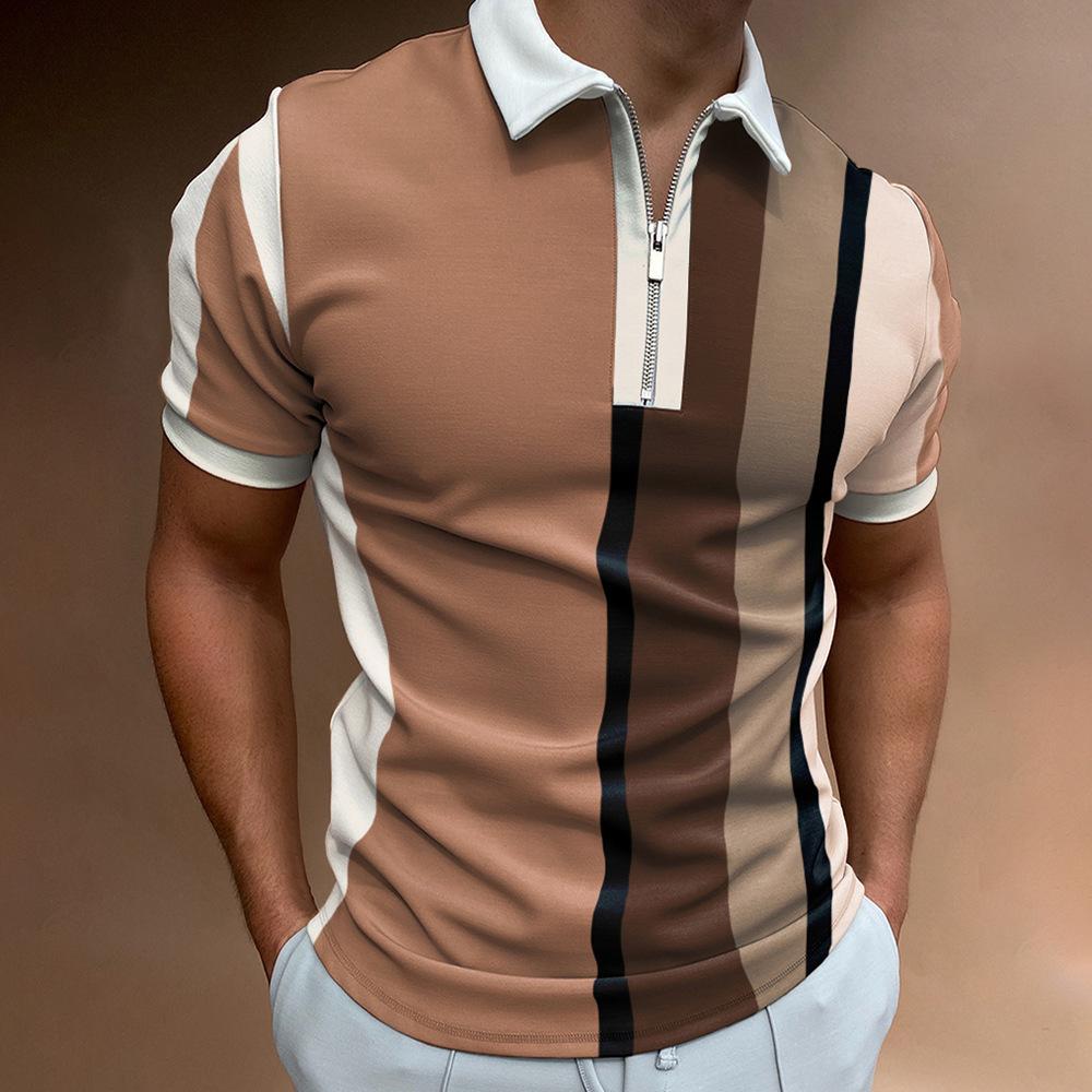 Stylish Half-zip Short Sleeve Polo Shirt, Casual Trendy Men's Top