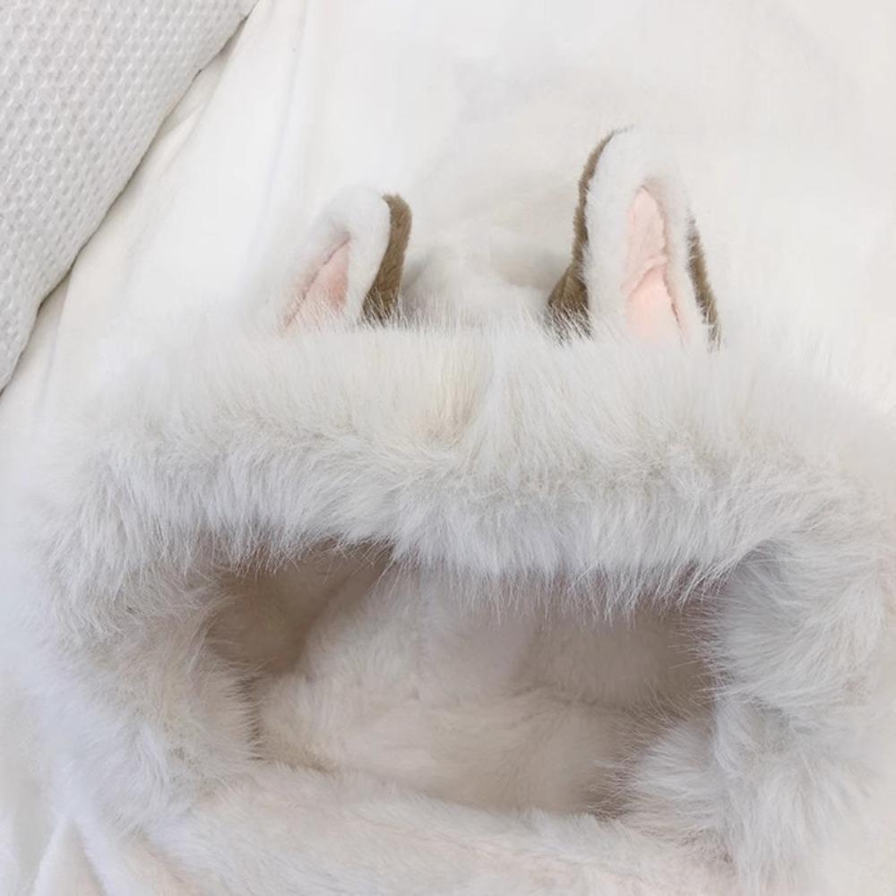 2/3Pcs Cute Scarf Hat Glove for Women Thickened Cartoon Plush Hat Furry Scarf Cap Set  Riding