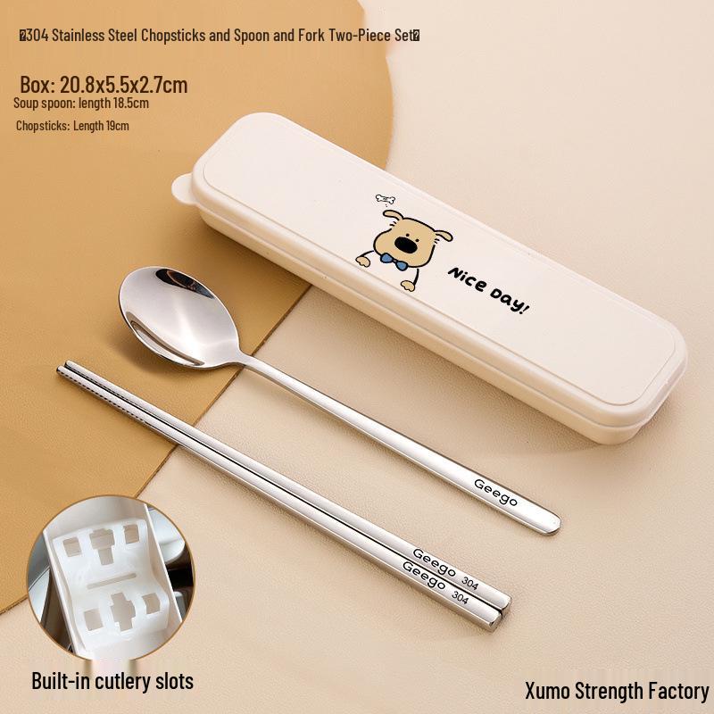 

Портативный набор столовых приборов из нержавеющей стали: Ложка, Палочки для еды, Вилка с футляром - Бесплатная доставка Default