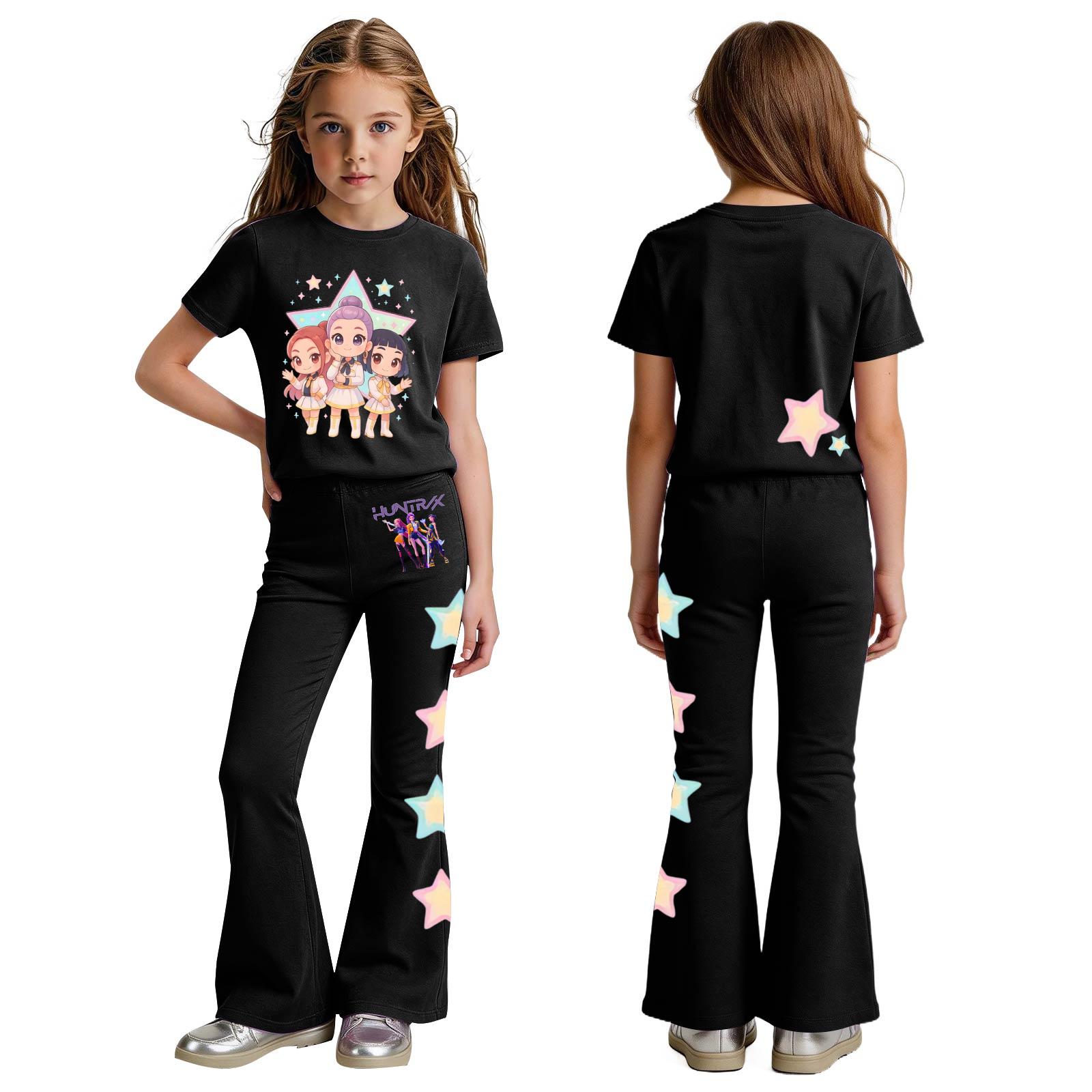 

Комплект одежды для новорожденных девочек и мальчиков, свободная футболка с принтом и штаны 100 чёрный