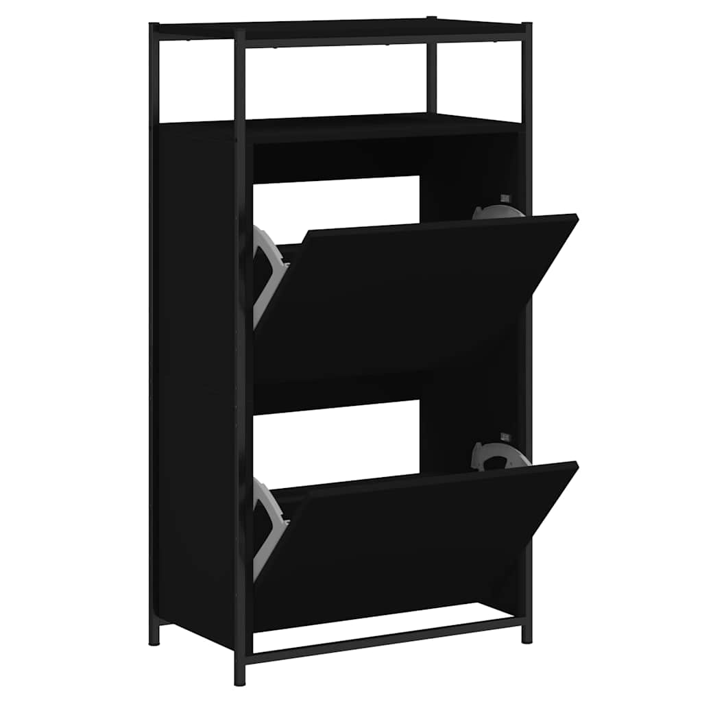 Vidaxl Shoe Cabinet, Black, 60X34X112 Cm, Wood-Based Material