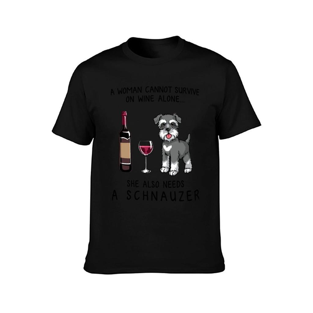 Schnauzer and wine Funny gift for dog mom T-Shirt t shirts designer t shirts for man slim fit T-Shirt