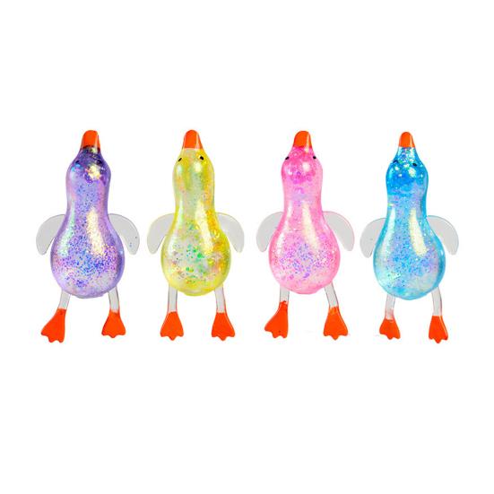 Transparent Glitter Duck Squeeze Toy Mini Lying Duck Anxiety Relief Sensory Toy