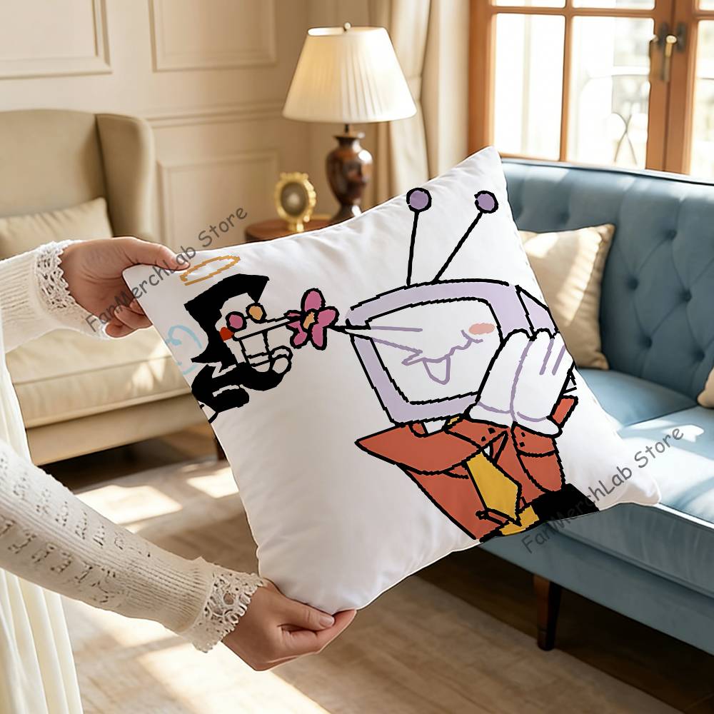 Game DDeltarune TTenna Pillow Covers Cartoon Sofa Decorative Home Doublesided Printing Short Plush Cute Cushion Cover